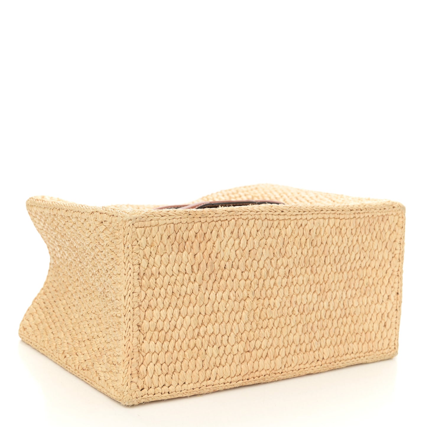 Raffia Calfskin Triomphe Small Cabas Thais Tan