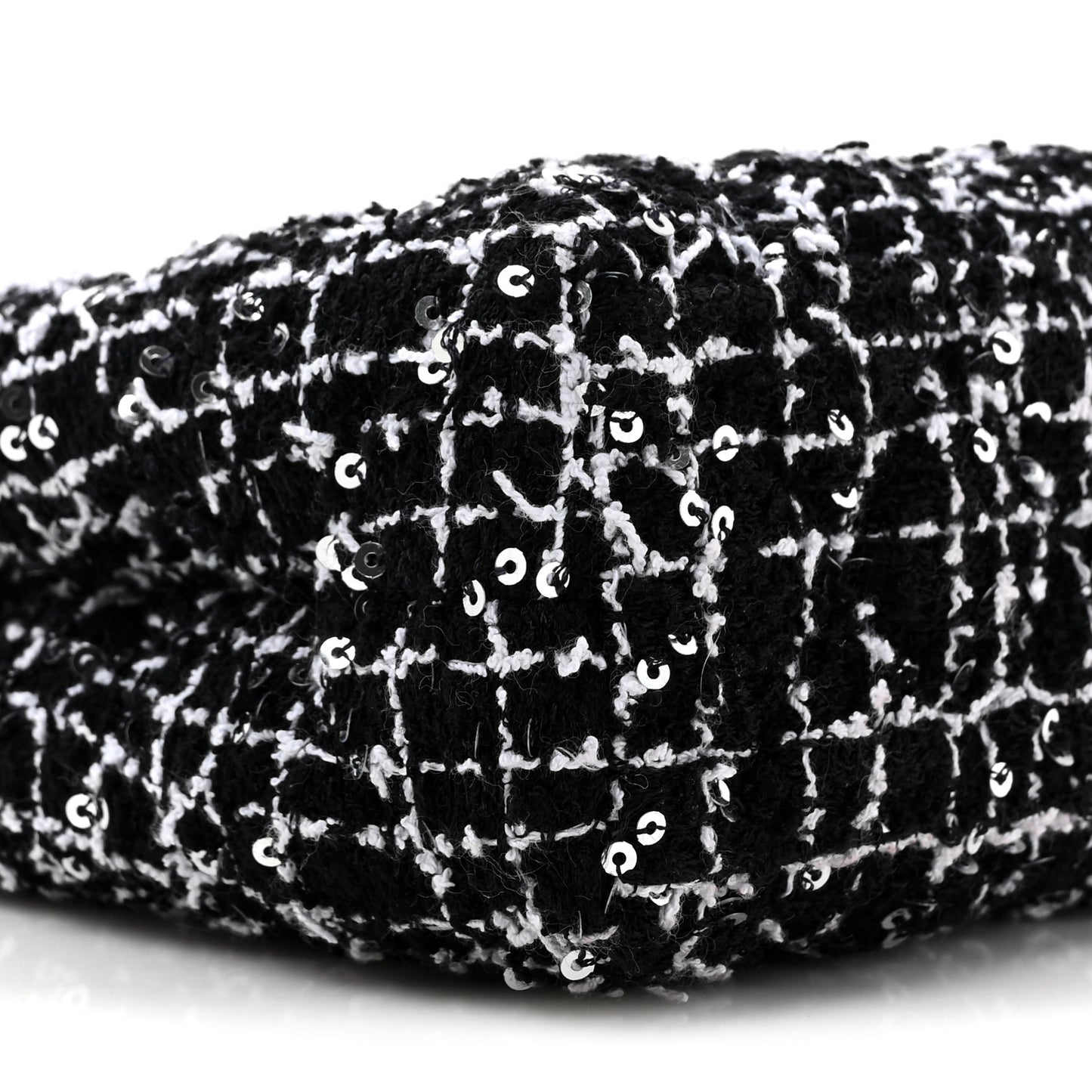 Tweed Quilted Nano Kelly Shopper Black White