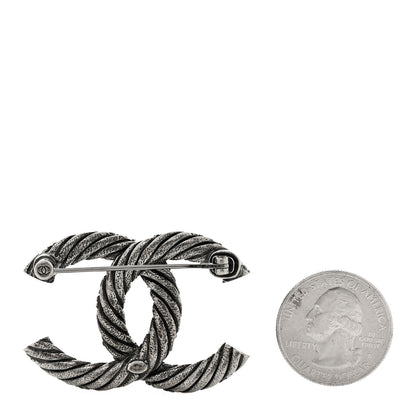 Chanel Ruthenium Twisted CC Brooch Silver 2 of 3