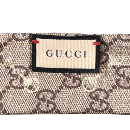 Gucci Silk Twill GG Monogram Gold Horsebity Neck Bow Scarf Flame 3 of 3