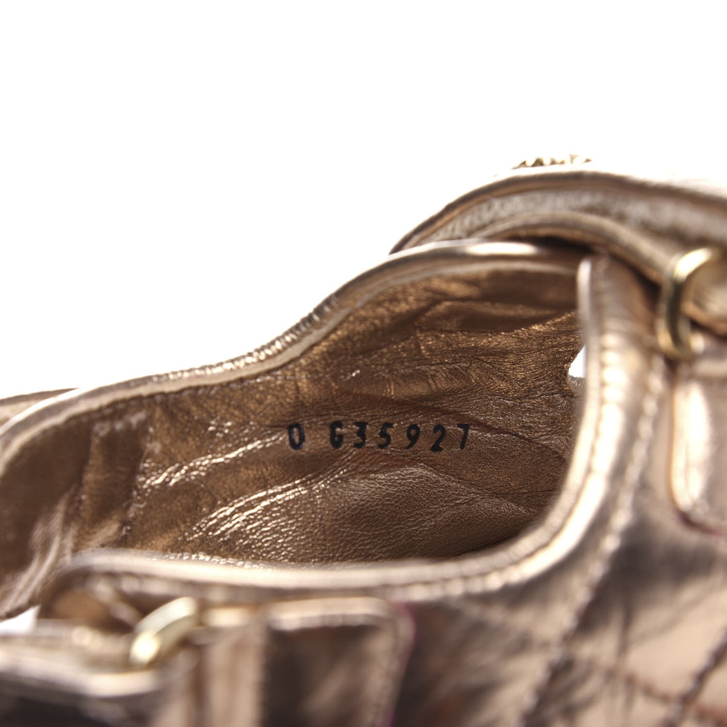 Iridescent Lambskin Quilted Velcro Dad Sandals 36 Light Bronze