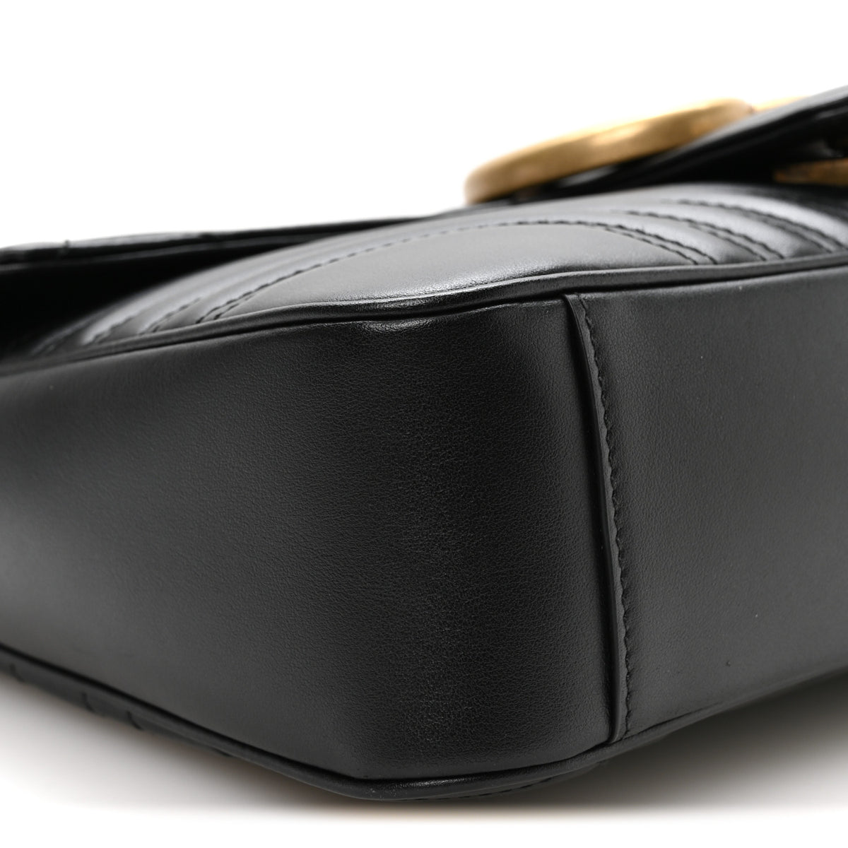 Gucci Calfskin Matelasse Medium GG Marmont Shoulder Bag Black 9 of 11