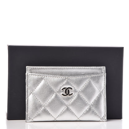 Chanel Metallic Lambskin Quilted CC Card Holder Silver 10 of 10