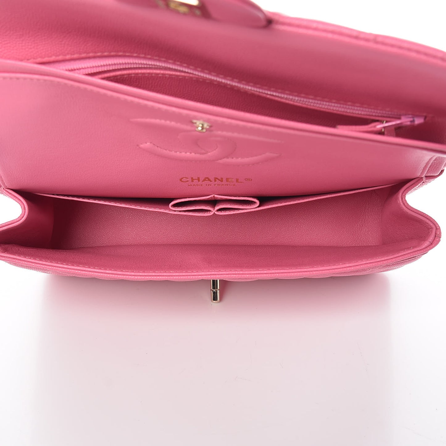 Caviar Quilted Medium Double Flap Pink