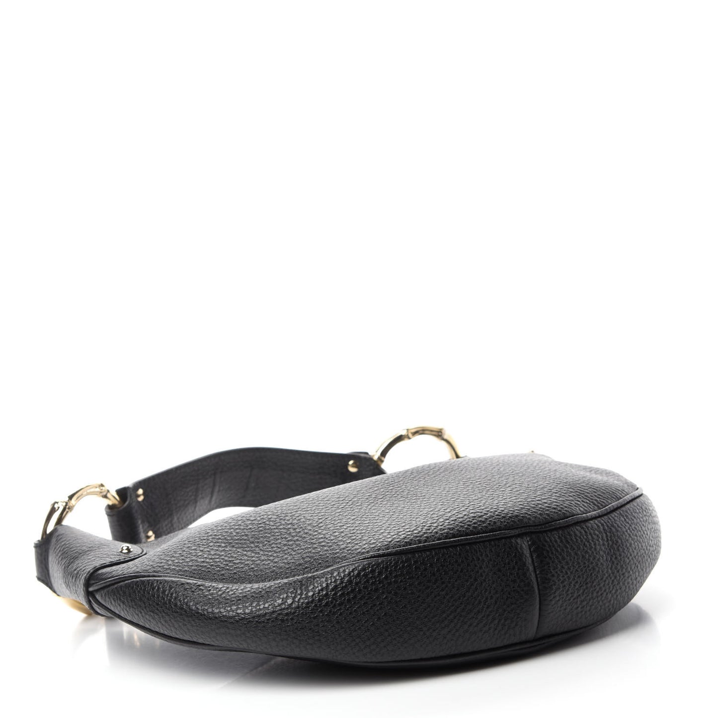 Calfskin Half Moon Bamboo Ring Hobo Black