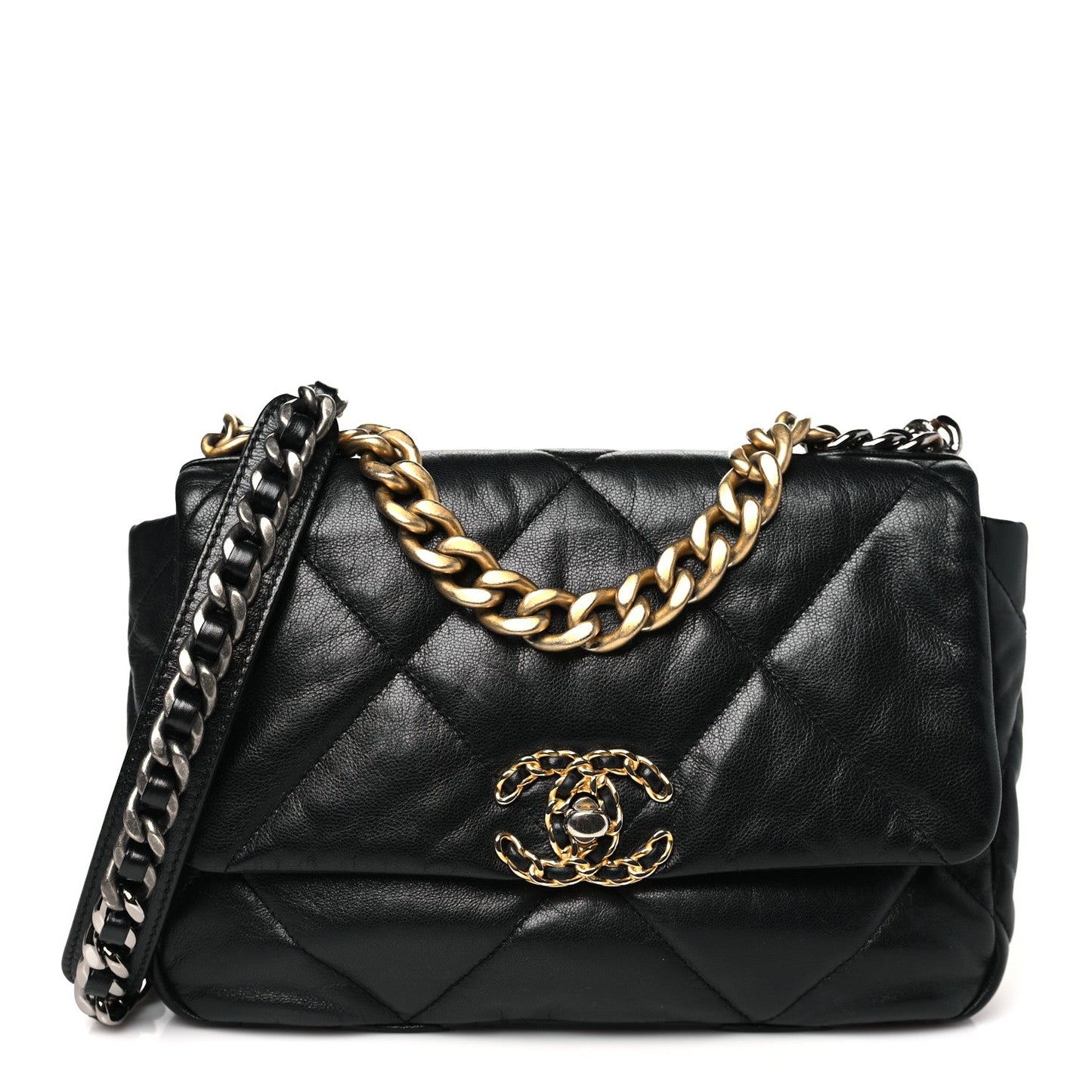 Lambskin Quilted Medium Chanel 19 Flap Black