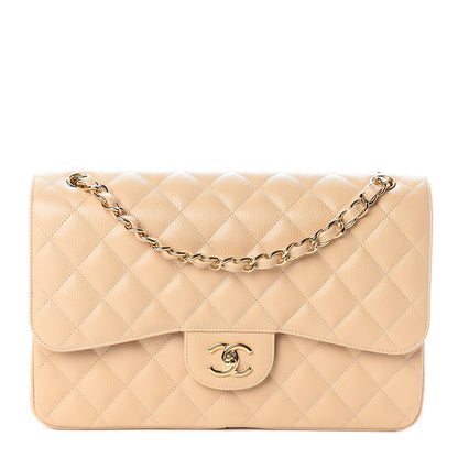 Chanel Caviar Quilted Jumbo Double Flap Beige Clair 1 of 9