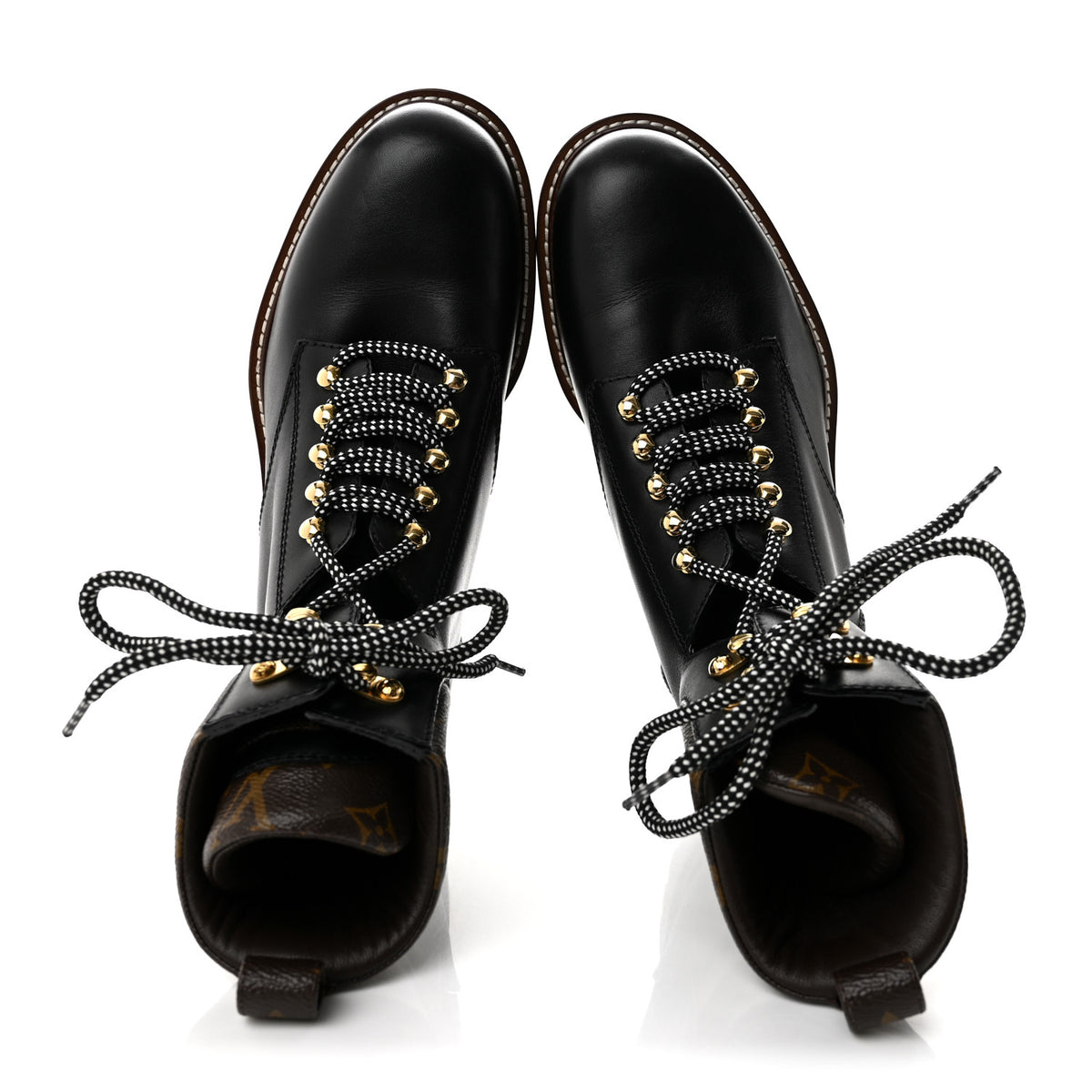 Louis Vuitton Calfskin Monogram Territory Flat Ranger Boots 39.5 Black 2 of 10