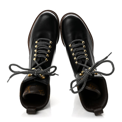 Louis Vuitton Calfskin Monogram Territory Flat Ranger Boots 39.5 Black 2 of 10