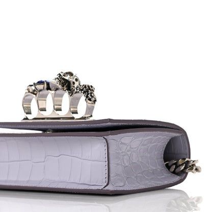 Alexander McQueen Shiny Crocodile Embossed Jeweled Satchel Lavender 8 of 8