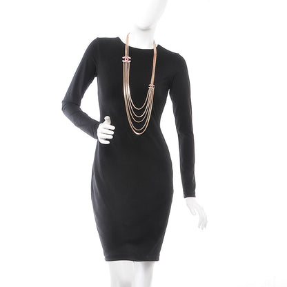 Chanel Baguette Crystal CC Multi Strand Chain Necklace Pink Gold 2 of 6