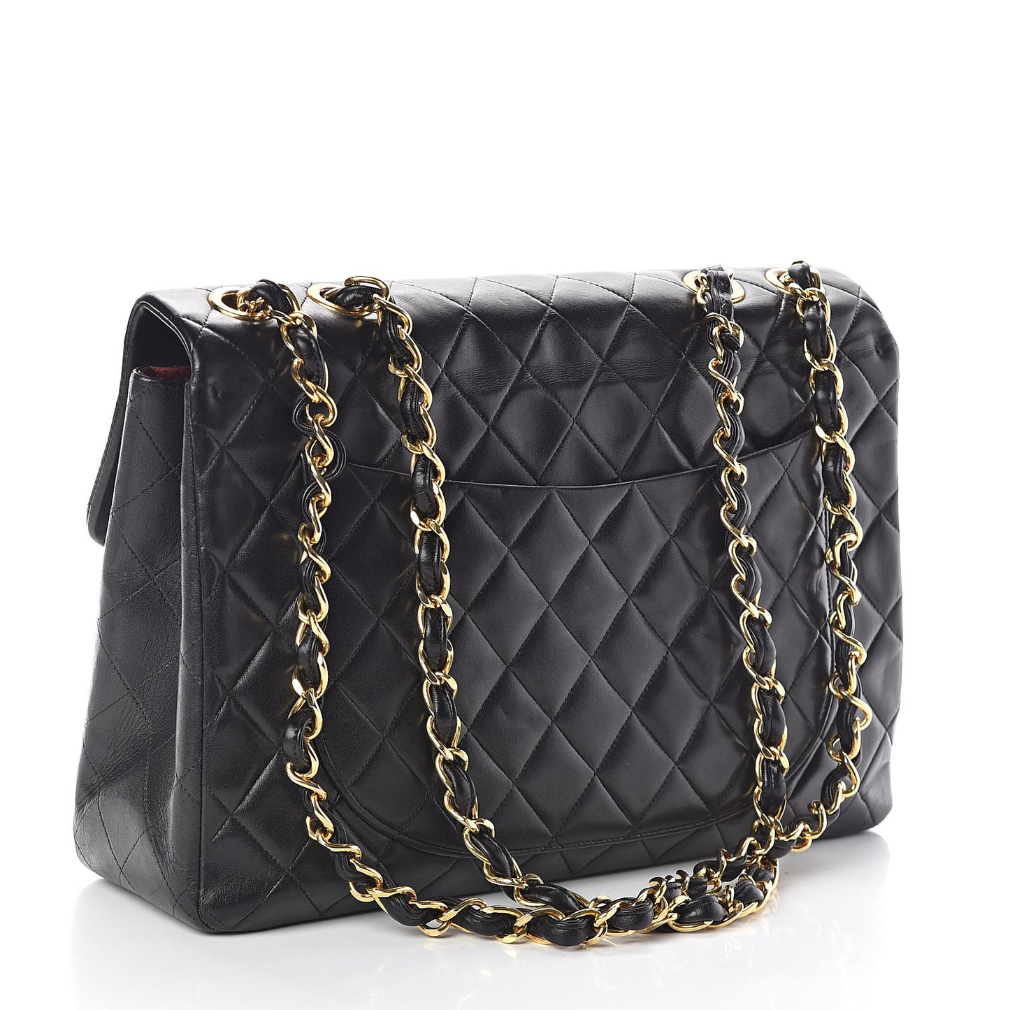 Lambskin Quilted XL Jumbo Single Flap Black