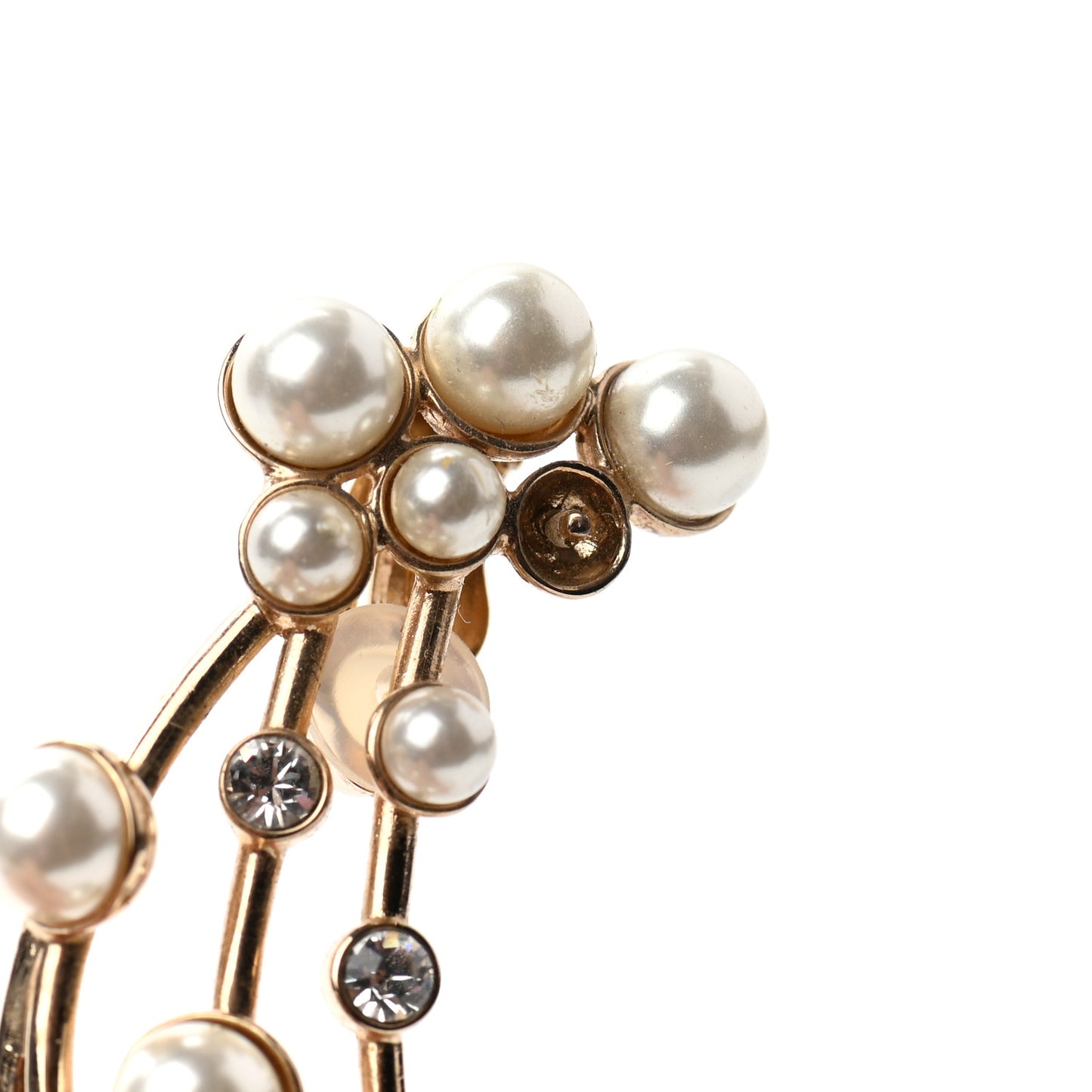 Pearl Crystal Clip On Earring Gold
