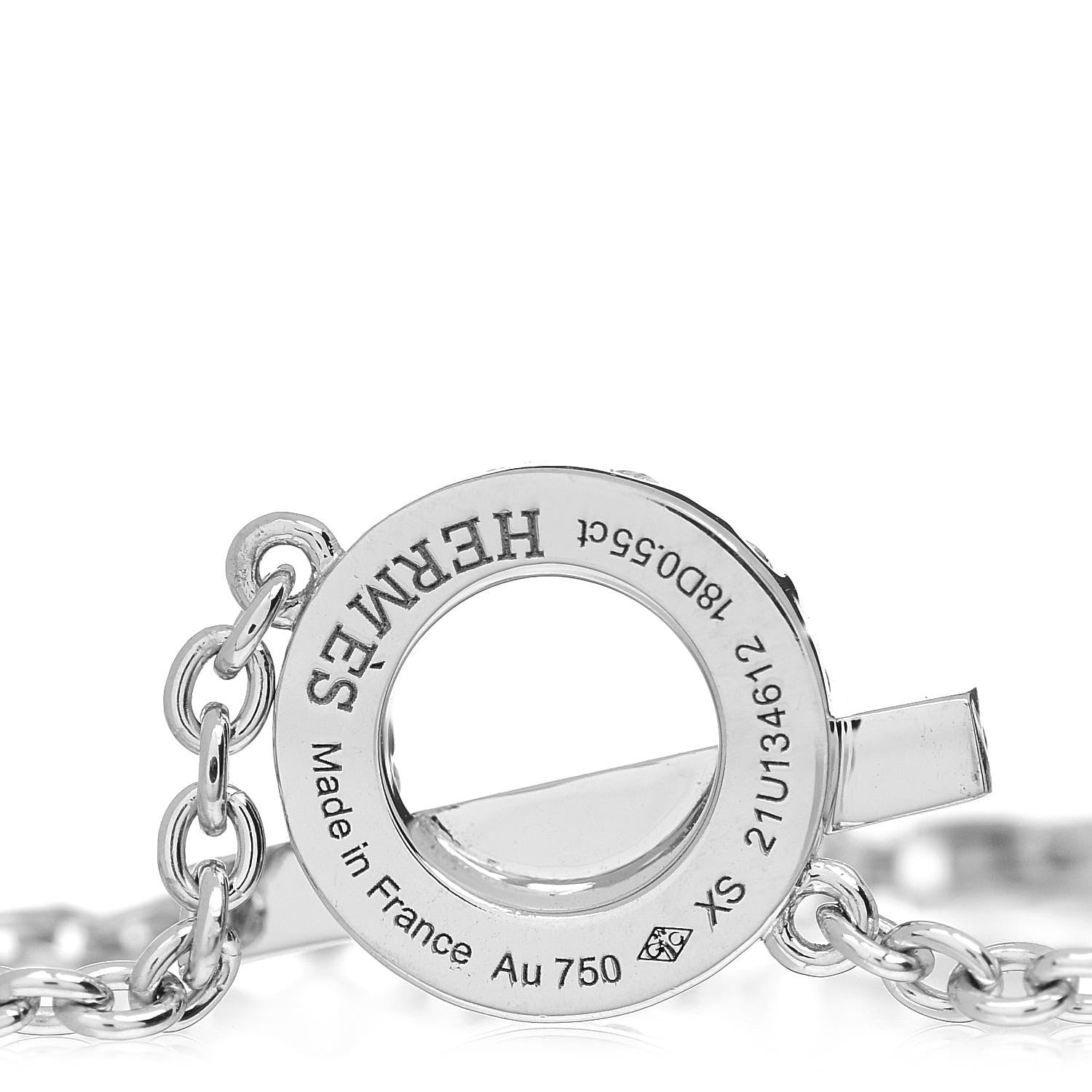Hermes 18K White Gold Diamond Finesse Bracelet XS 3 of 4