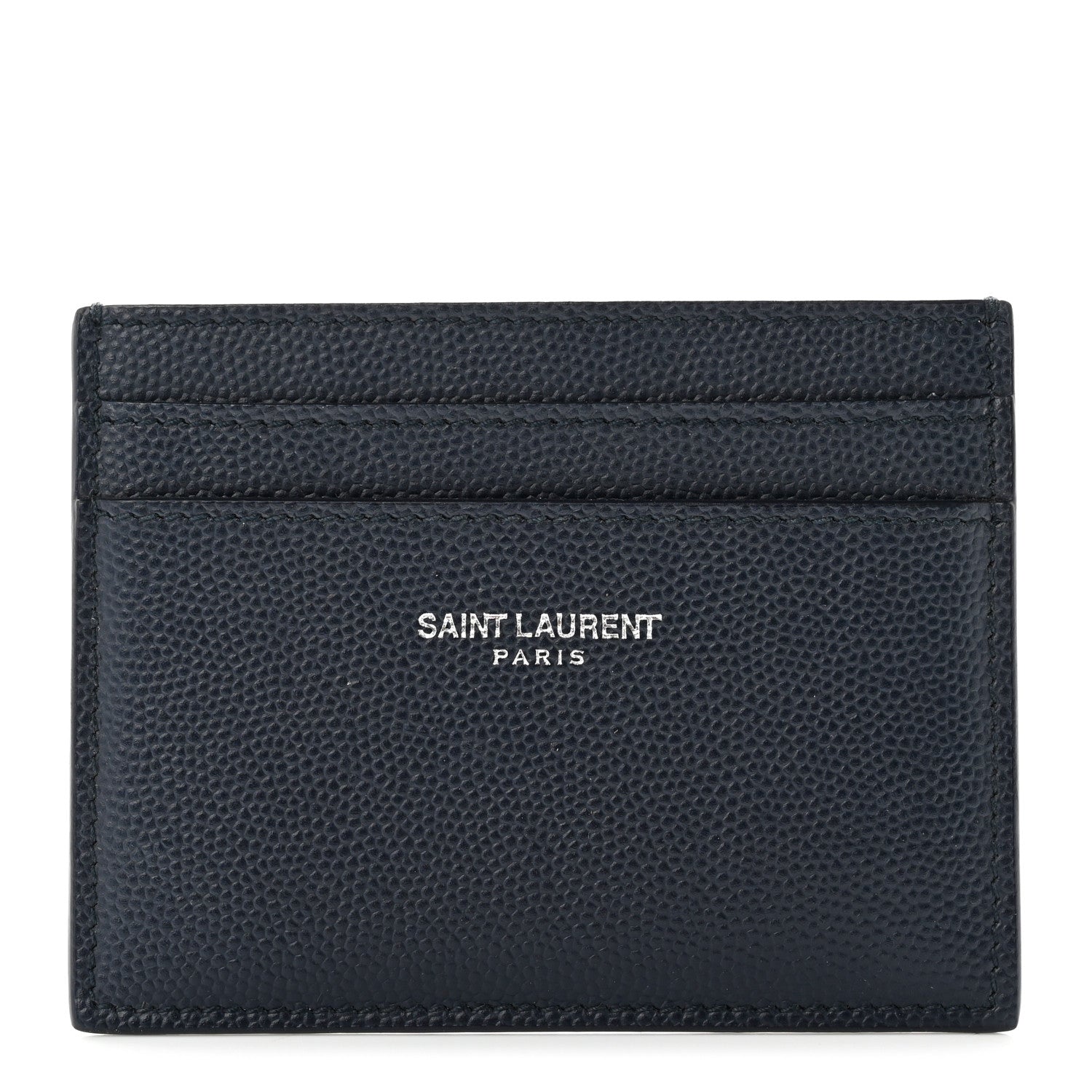 Saint Laurent Grain De Poudre Card Case Navy 1 of 6