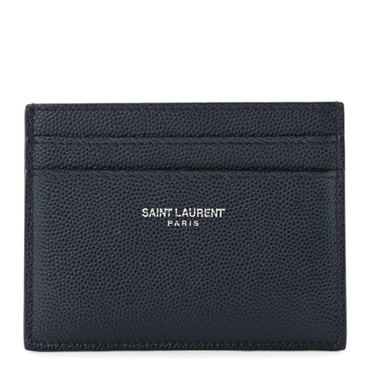 Saint Laurent Grain De Poudre Card Case Navy 1 of 6