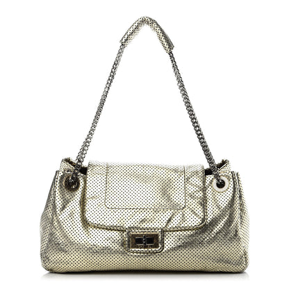 Chanel Metallic Calfskin Perforated Large Drill Accordion Flap Gold 1 of 14