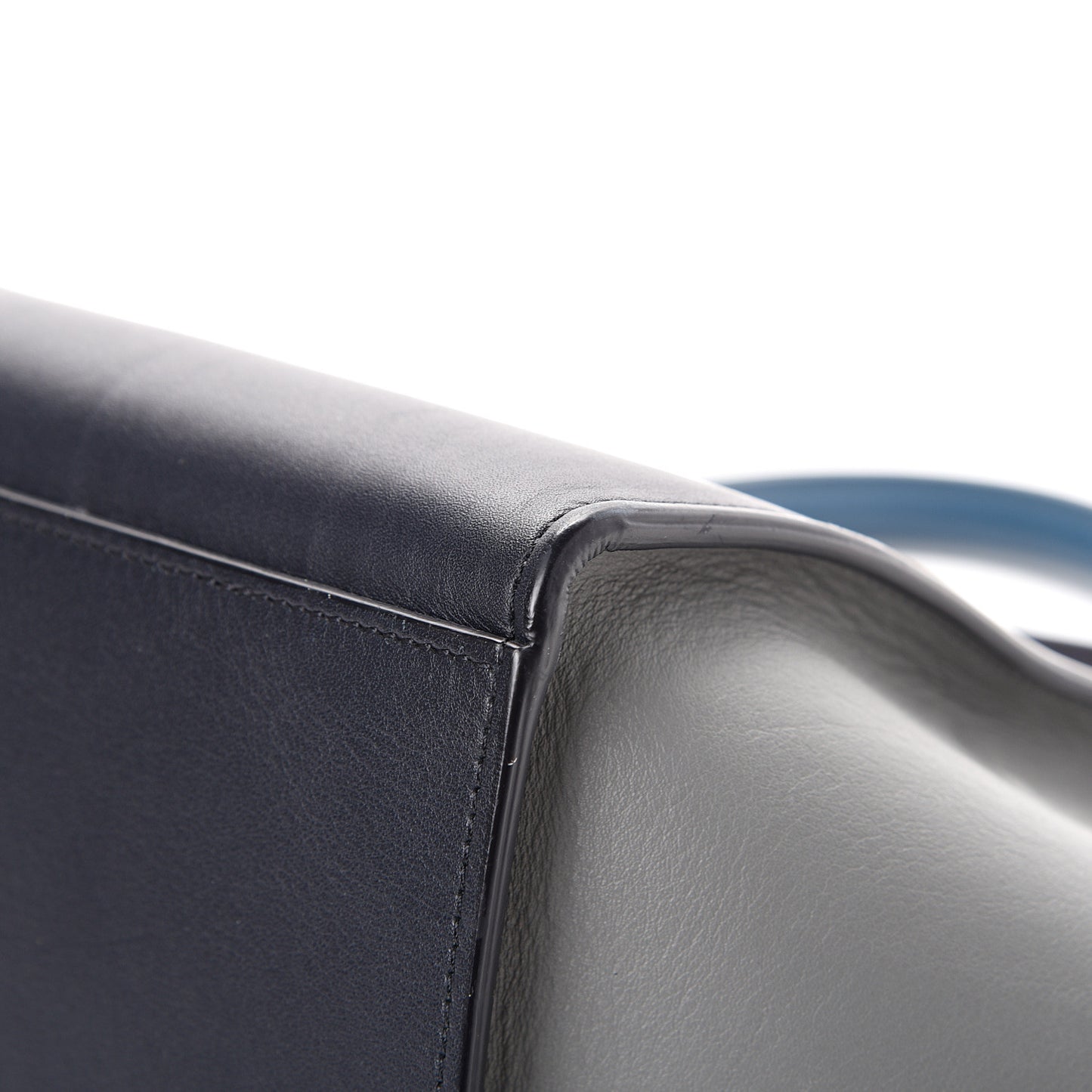 Smooth Calfskin Medium Tri-Color Trapeze Metallic Blue