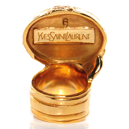 Saint Laurent Glass Cabochon Arty Ovale Ring 6 Gold Cream 3 of 4