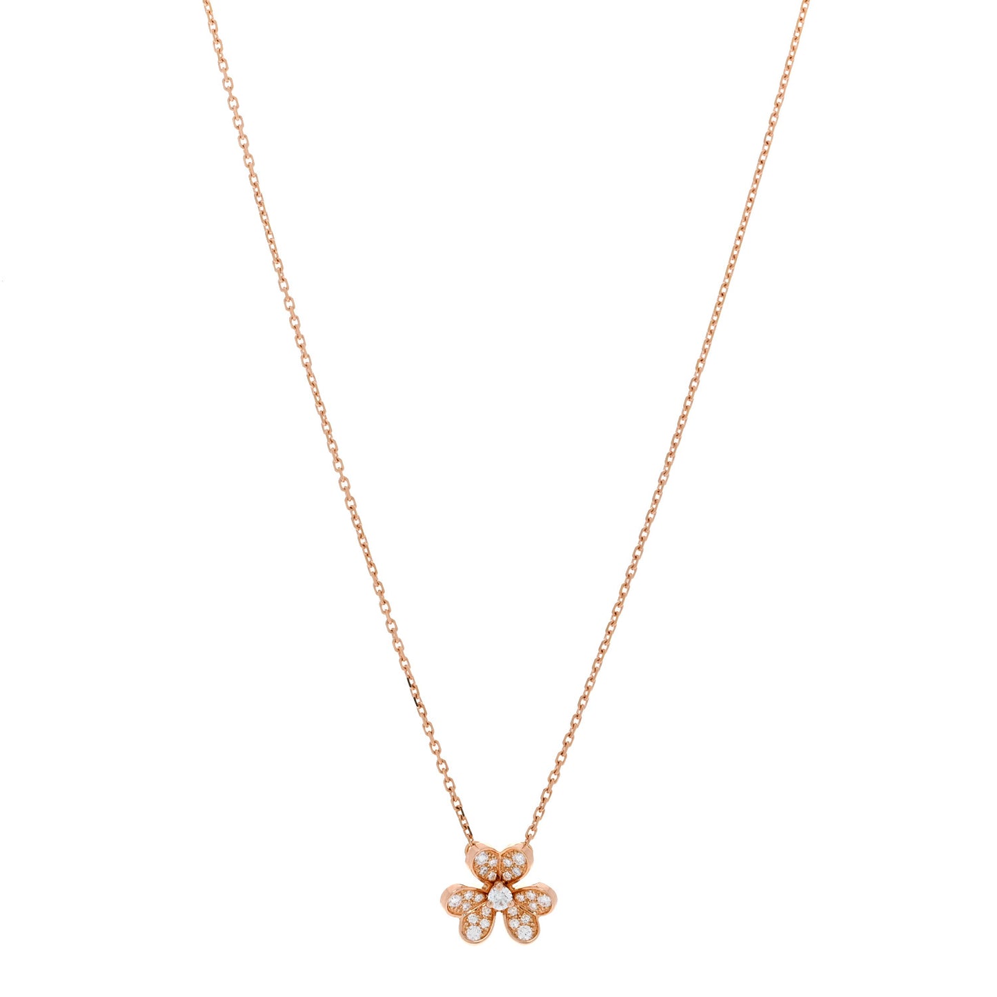 18K Rose Gold Diamond Mini Frivole Pendant Pave Necklace