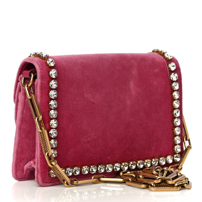 Gucci Velvet Crystal Mini Bee Broadway Shoulder Bag Light Raspberry Rose 3 of 27