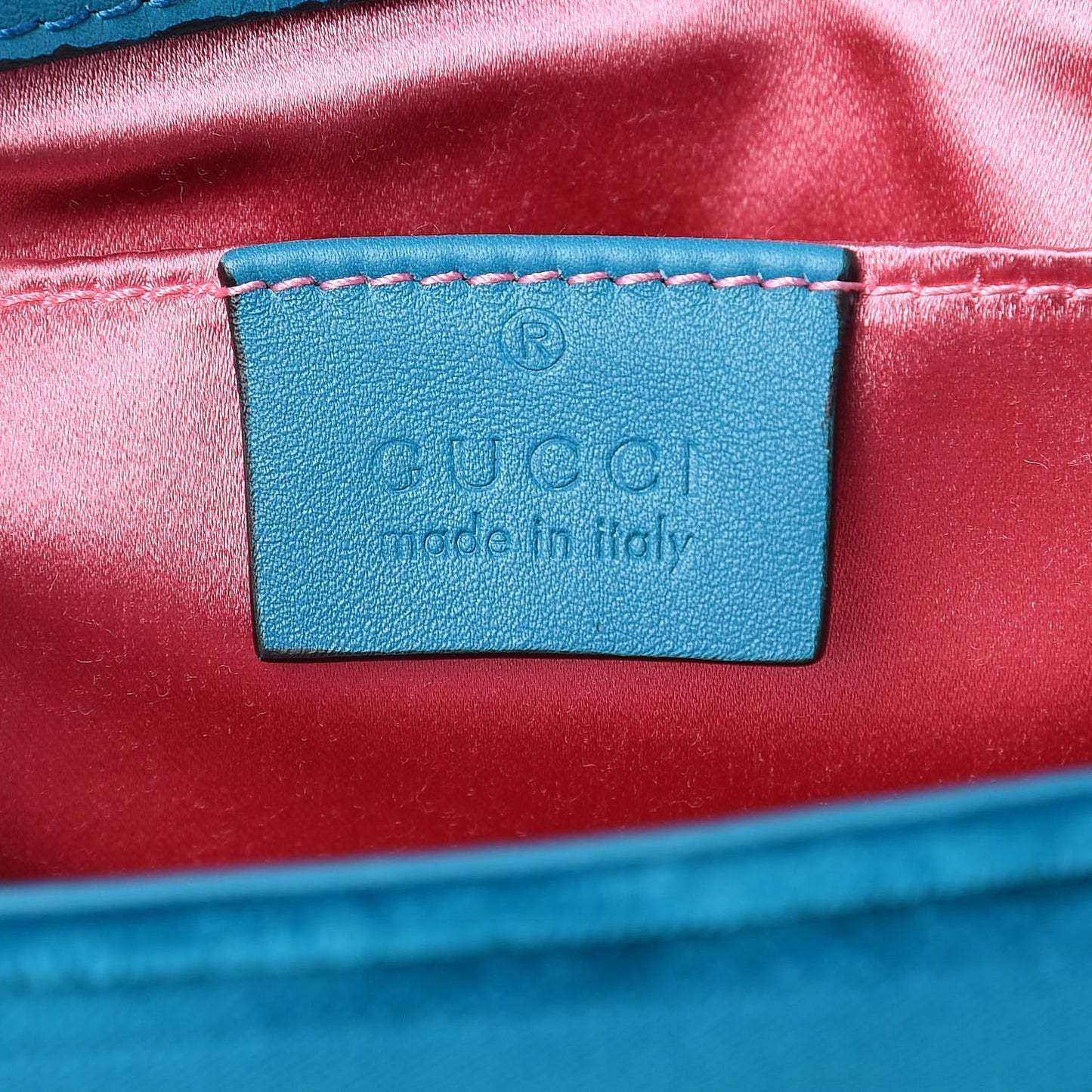 Velvet Matelasse Mini GG Marmont Shoulder Bag Pavone Cyan