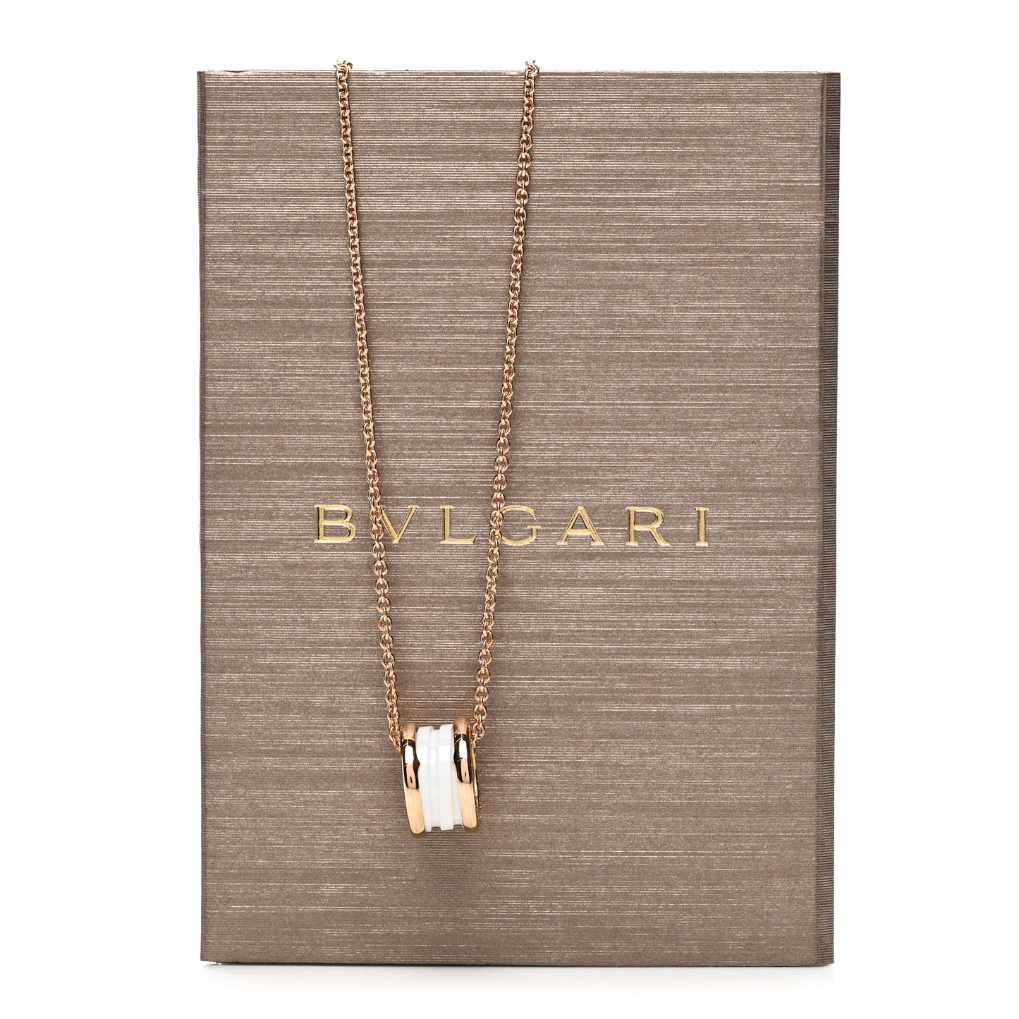 18K Rose Gold White Ceramic B.Zero1 Pendant Necklace