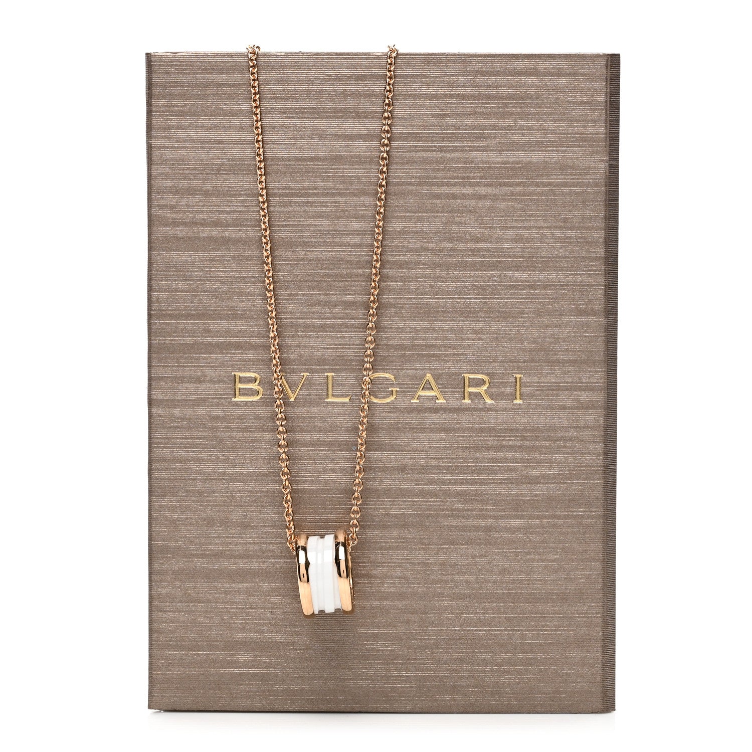 Bulgari 18K Rose Gold White Ceramic B.Zero1 Pendant Necklace 5 of 5