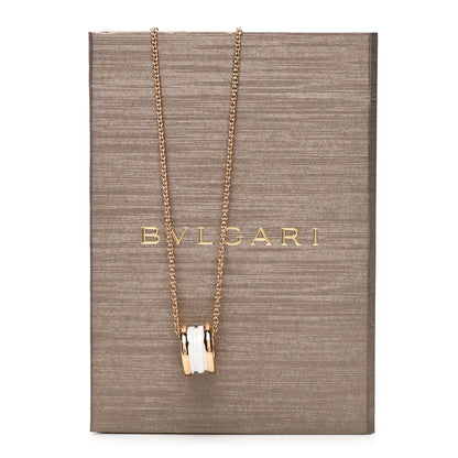 Bulgari 18K Rose Gold White Ceramic B.Zero1 Pendant Necklace 5 of 5