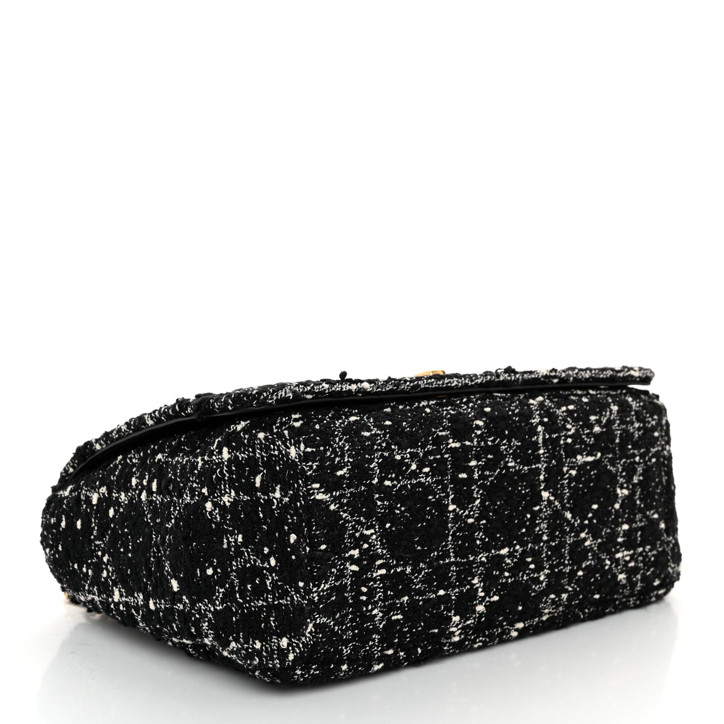 Calfskin Tweed Embroidered Cannage Medium Caro Bag Black White