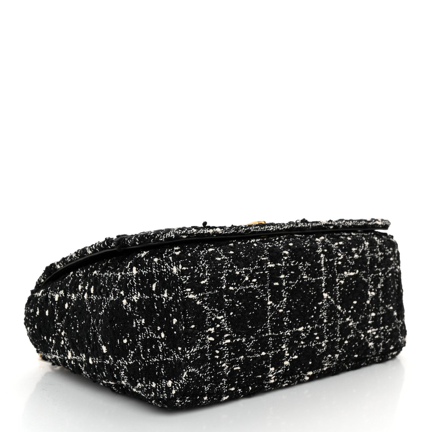 Christian Dior Calfskin Tweed Embroidered Cannage Medium Caro Bag Black White 4 of 10