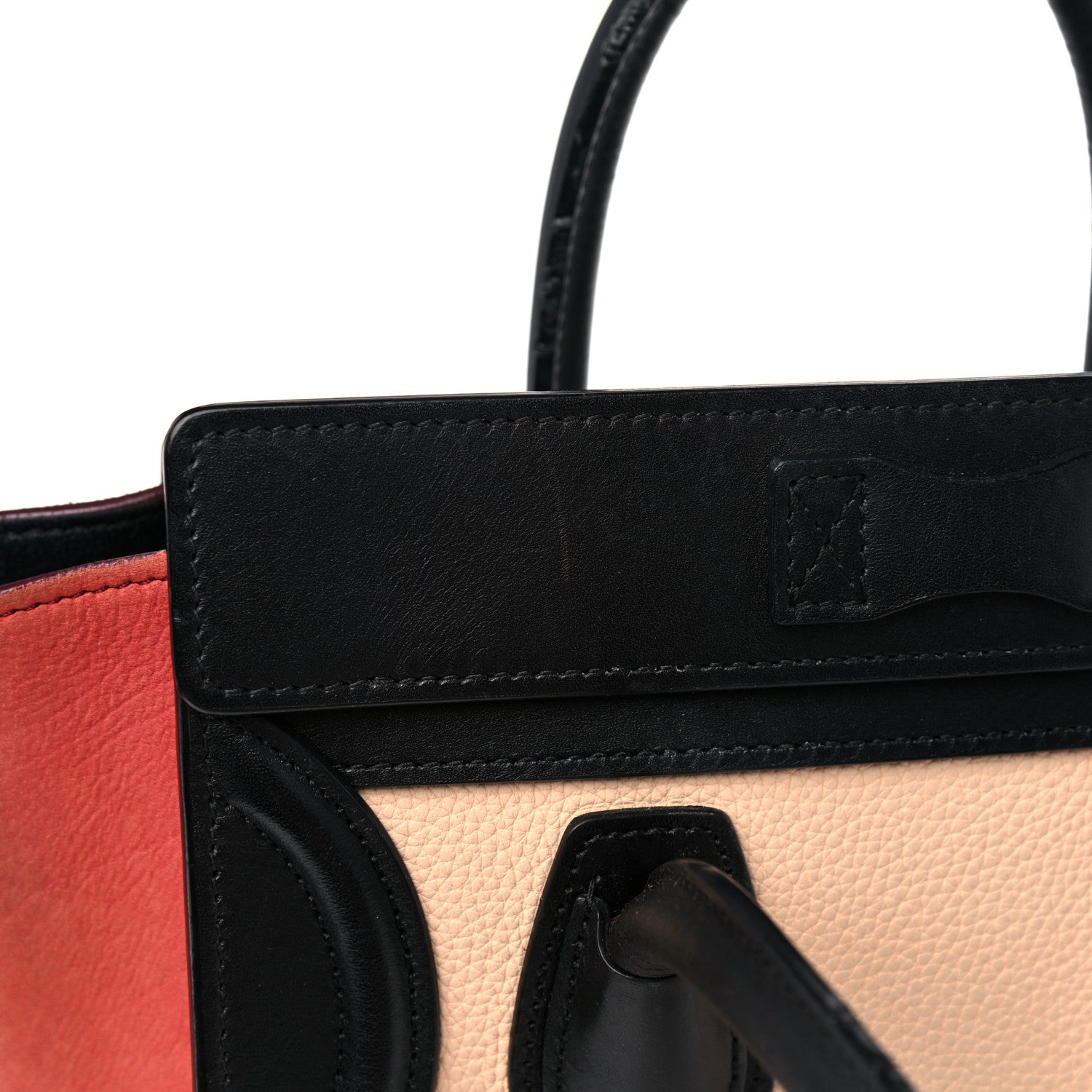Celine Drummed Calfskin Nubuck Nano Tri-Color Luggage Ruby 17 of 19