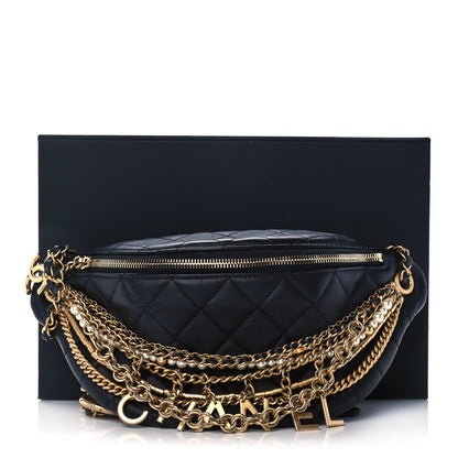 Chanel Lambskin Quilted All About Chains Waist Belt Bag Black 11 of 11