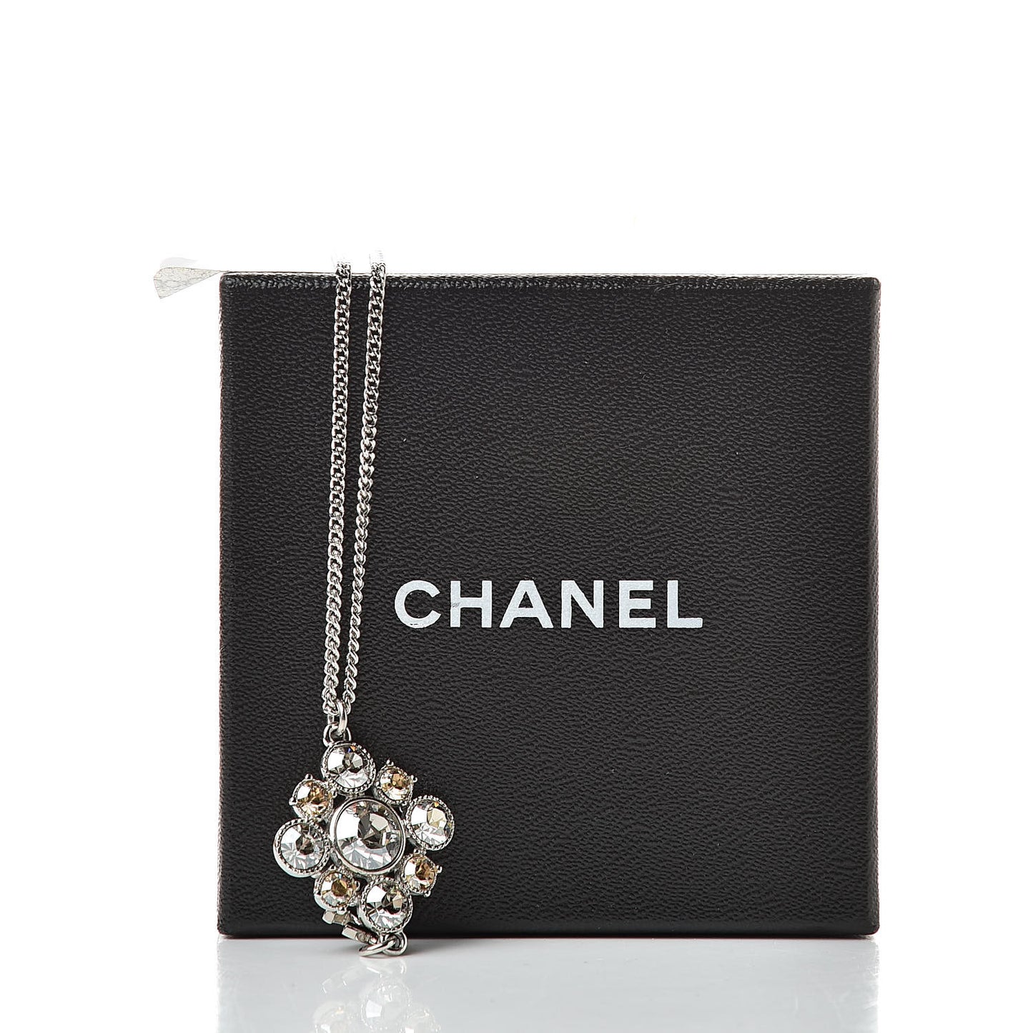 Crystal CC Drop Pendant Necklace Silver