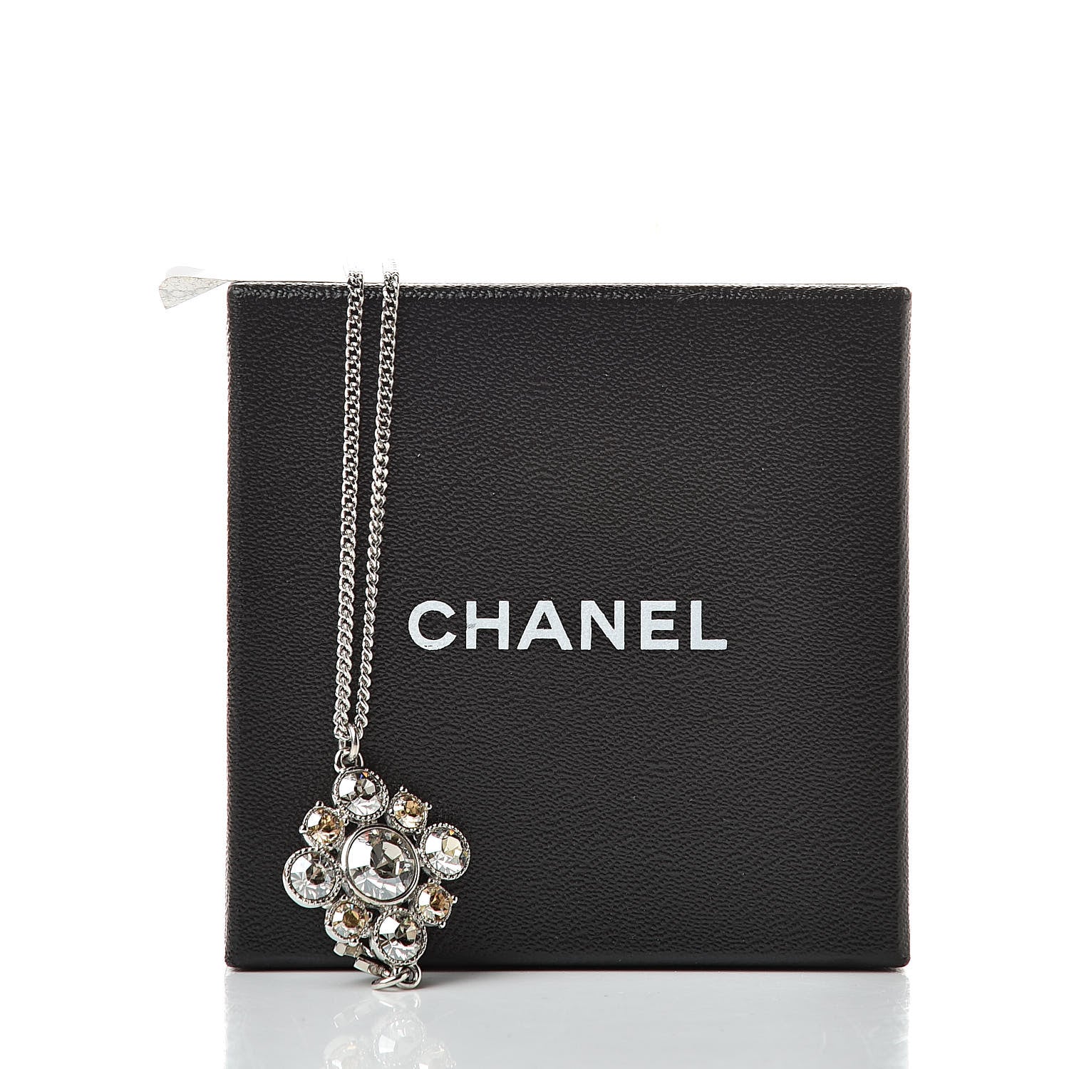 Chanel Crystal CC Drop Pendant Necklace Silver 6 of 6