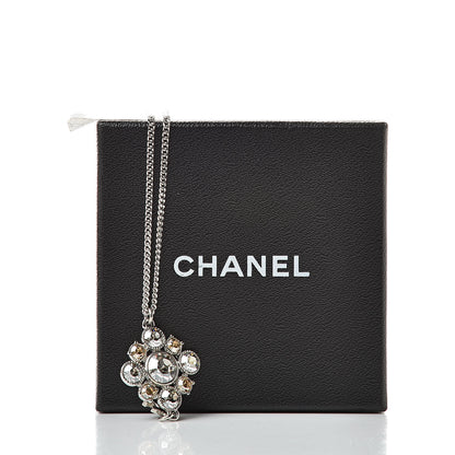 Chanel Crystal CC Drop Pendant Necklace Silver 6 of 6