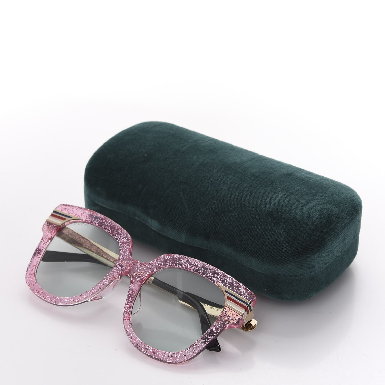 Gucci Acetate Square Frame Web Glitter GG0281S Sunglasses Pink 8 of 8