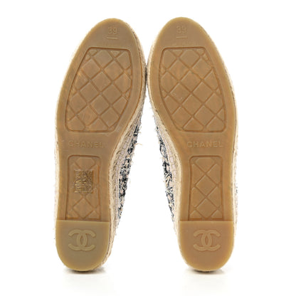 Chanel Tweed Lambskin CC Espadrilles 39 Beige Black Pink 5 of 8