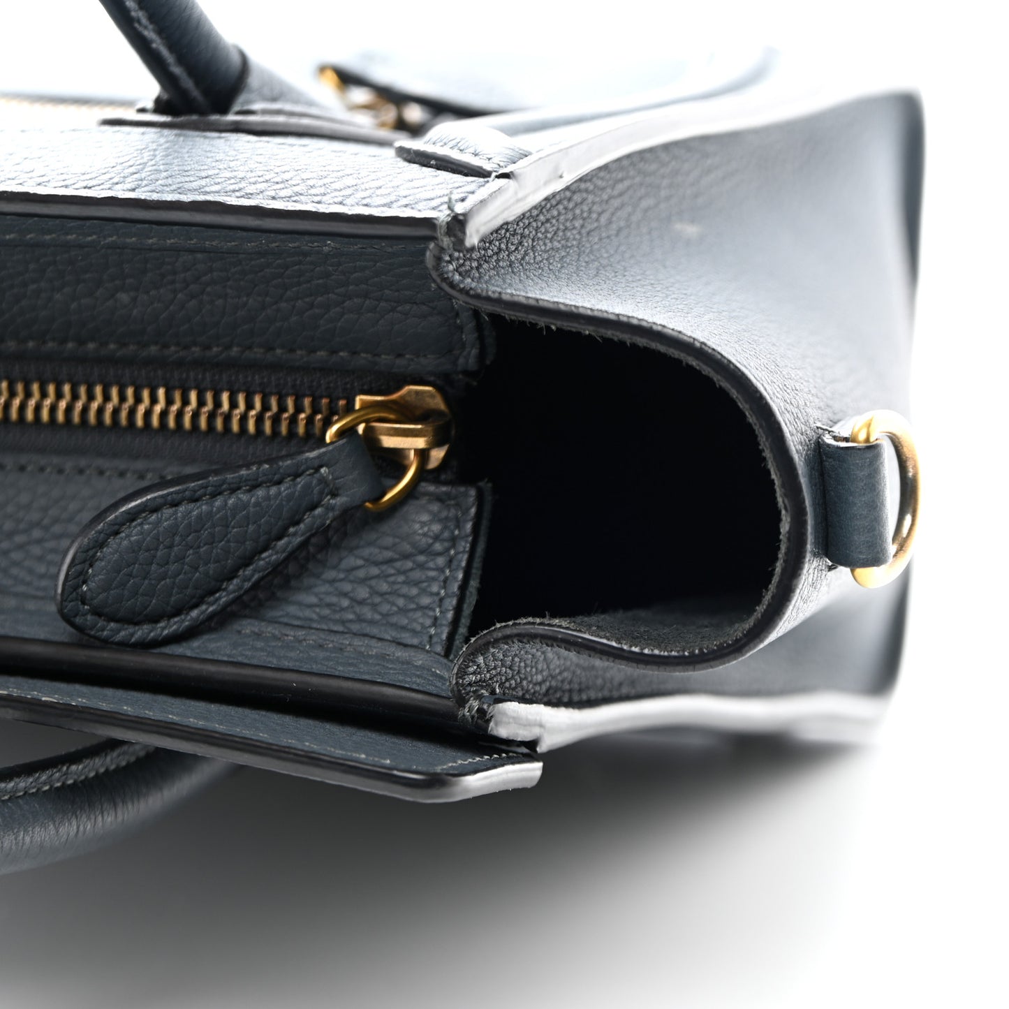 Drummed Calfskin Nano Luggage Petrol