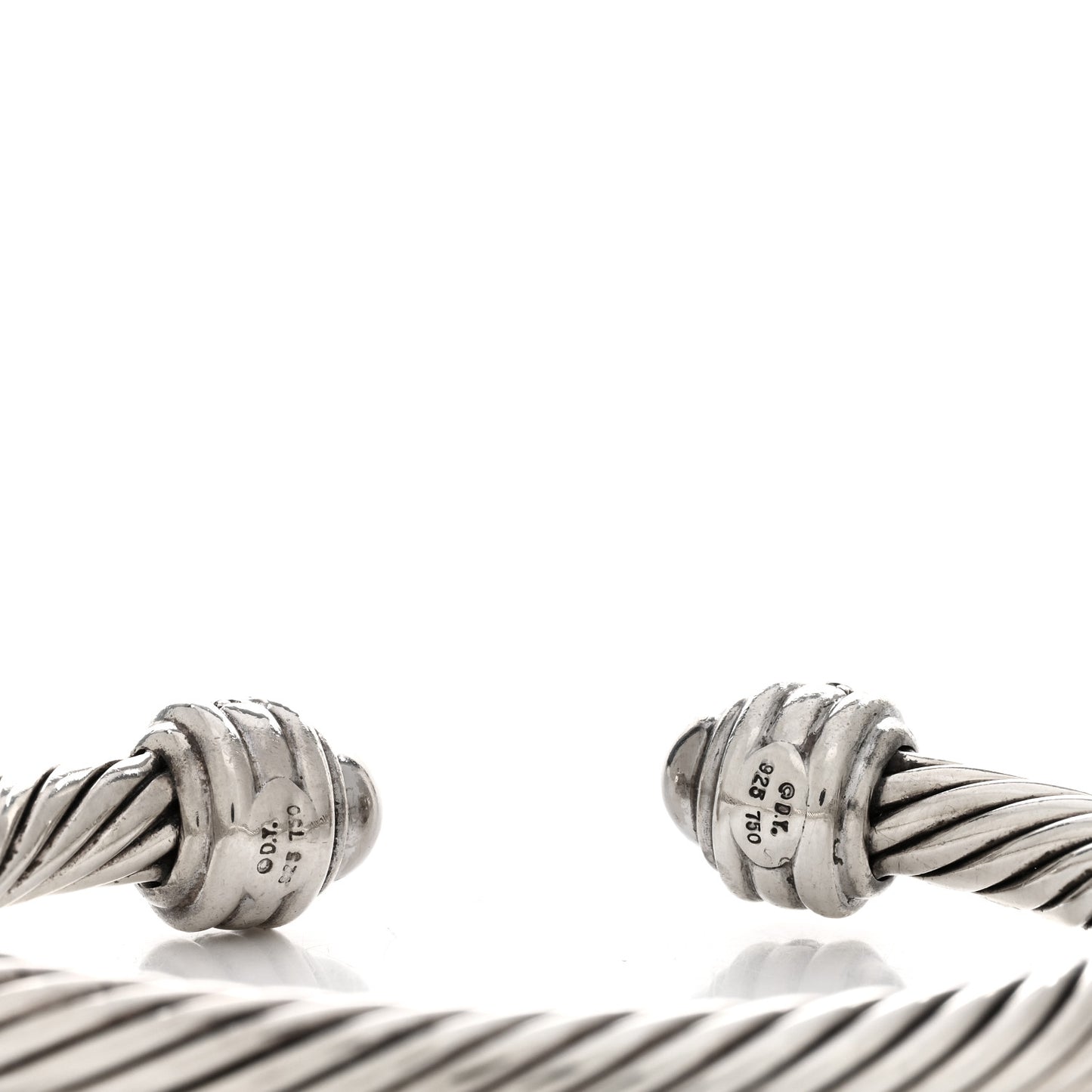 Sterling Silver 18K White Gold Diamond 7mm Cable Classics Bracelet