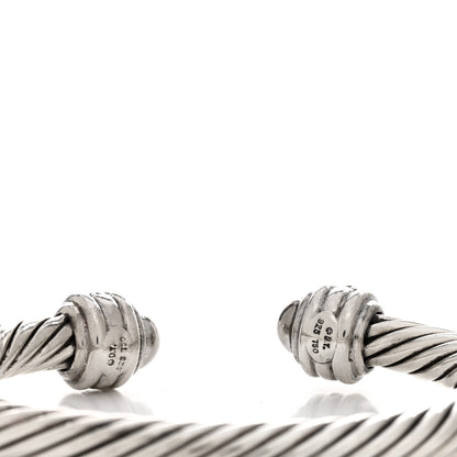 David Yurman Sterling Silver 18K White Gold Diamond 7mm Cable Classics Bracelet 3 of 3
