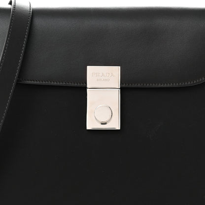 Prada Brushed Calfskin Nylon Small Margit Flap Bag Black 8 of 13