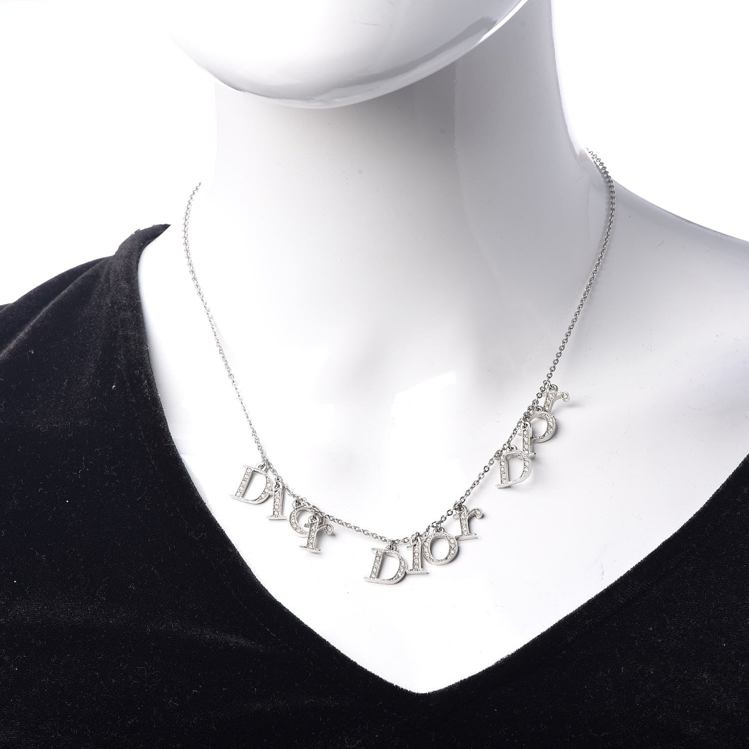 Christian Dior Metal Logo Necklace Silver 2 of 10