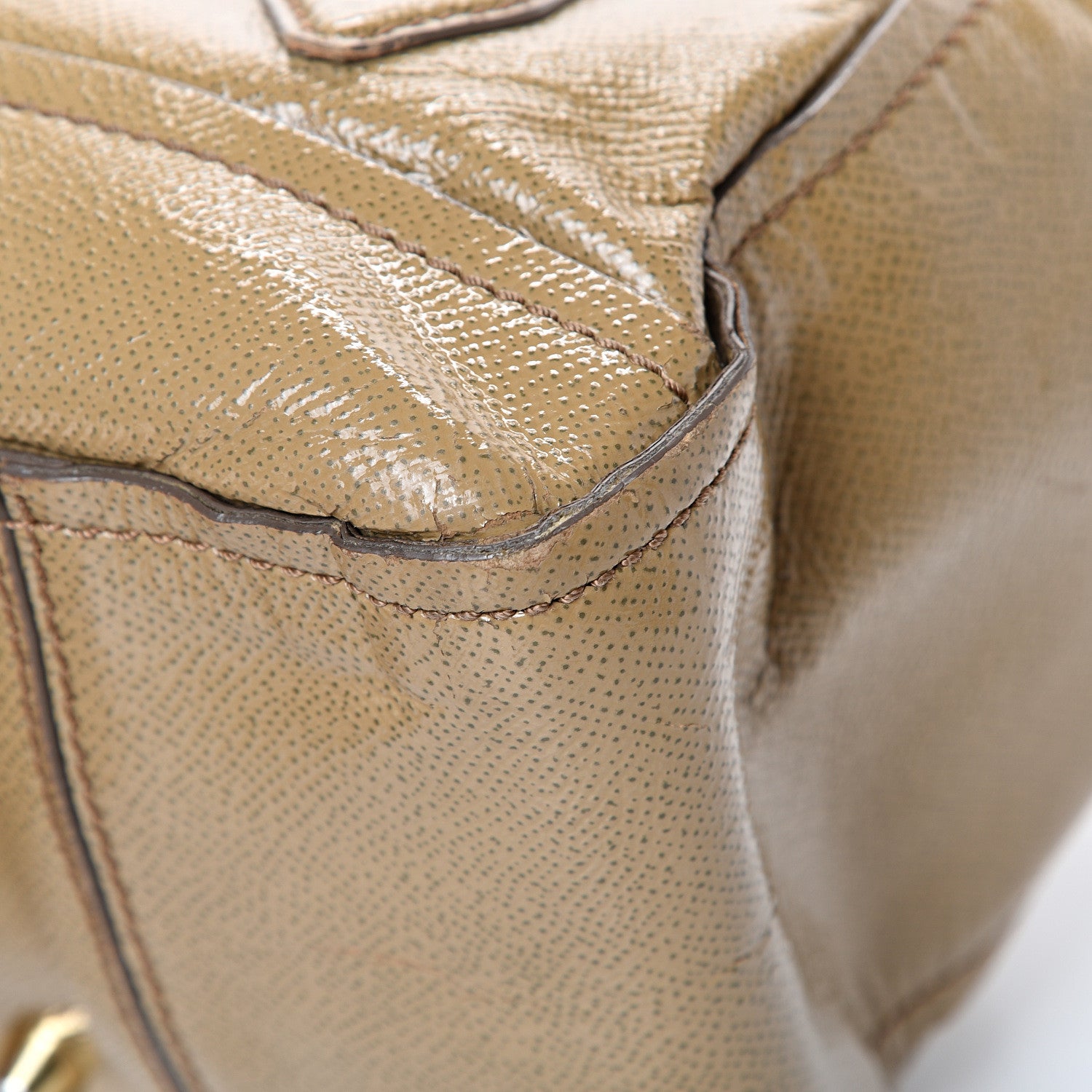 Burberry Patent London Grainy Calfskin Satchel Beige 10 of 23