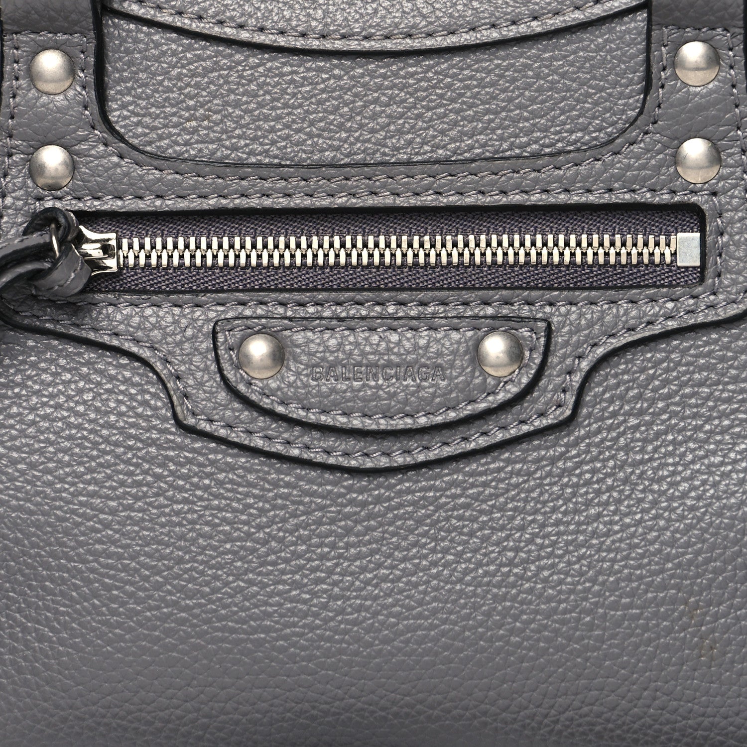 Balenciaga Grained Calfskin Neo Classic Silver Hardware Mini City Dark Grey 7 of 9