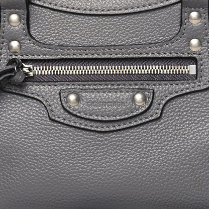 Balenciaga Grained Calfskin Neo Classic Silver Hardware Mini City Dark Grey 7 of 9