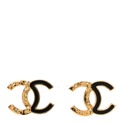 Chanel Enamel CC Earrings Black Gold 1 of 5