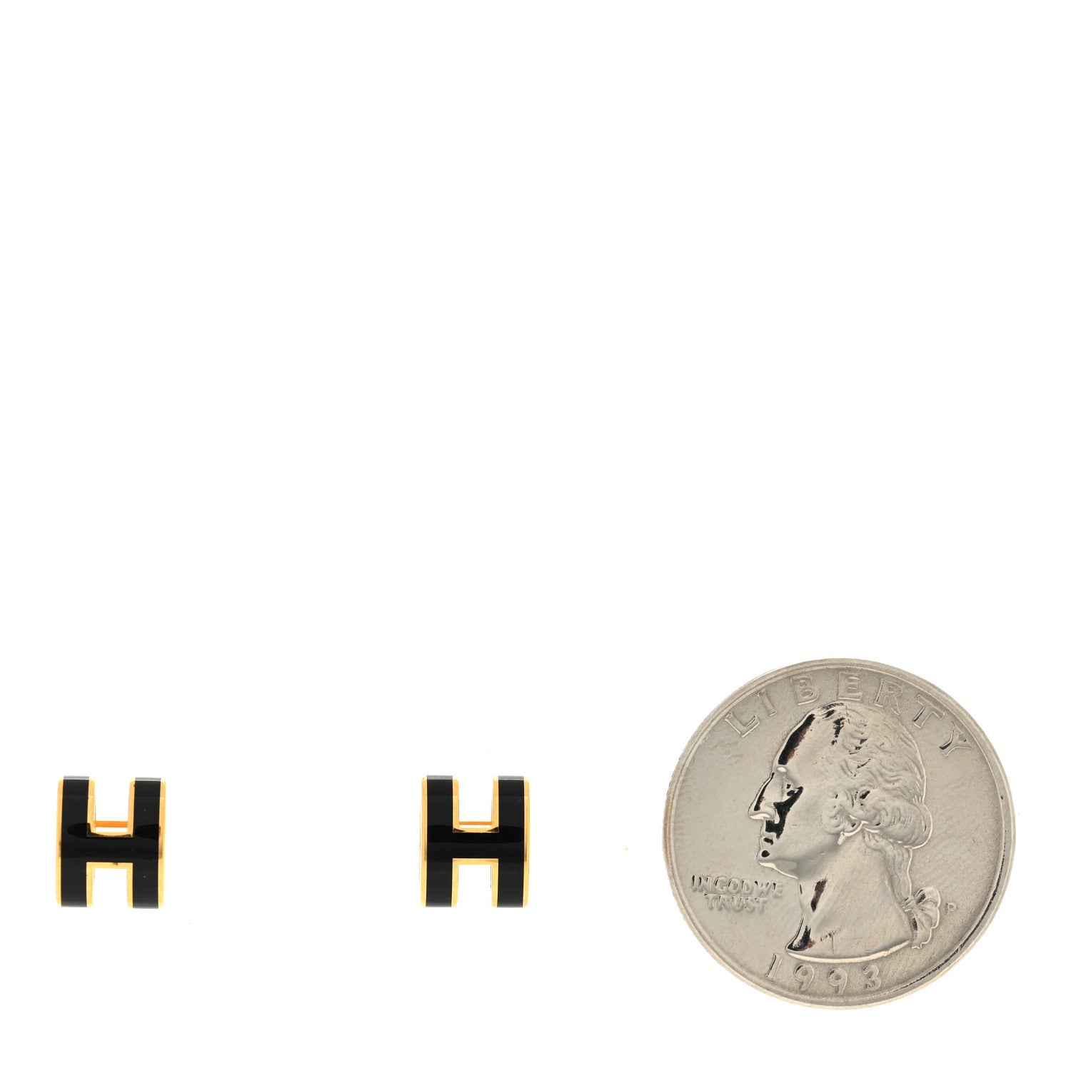 Hermes Gold Lacquered Mini Pop H Earrings Black 2 of 4