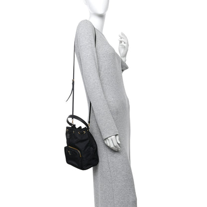 Prada Saffiano Tessuto Nylon Mini Bucket Crossbody Bag Black 2 of 12