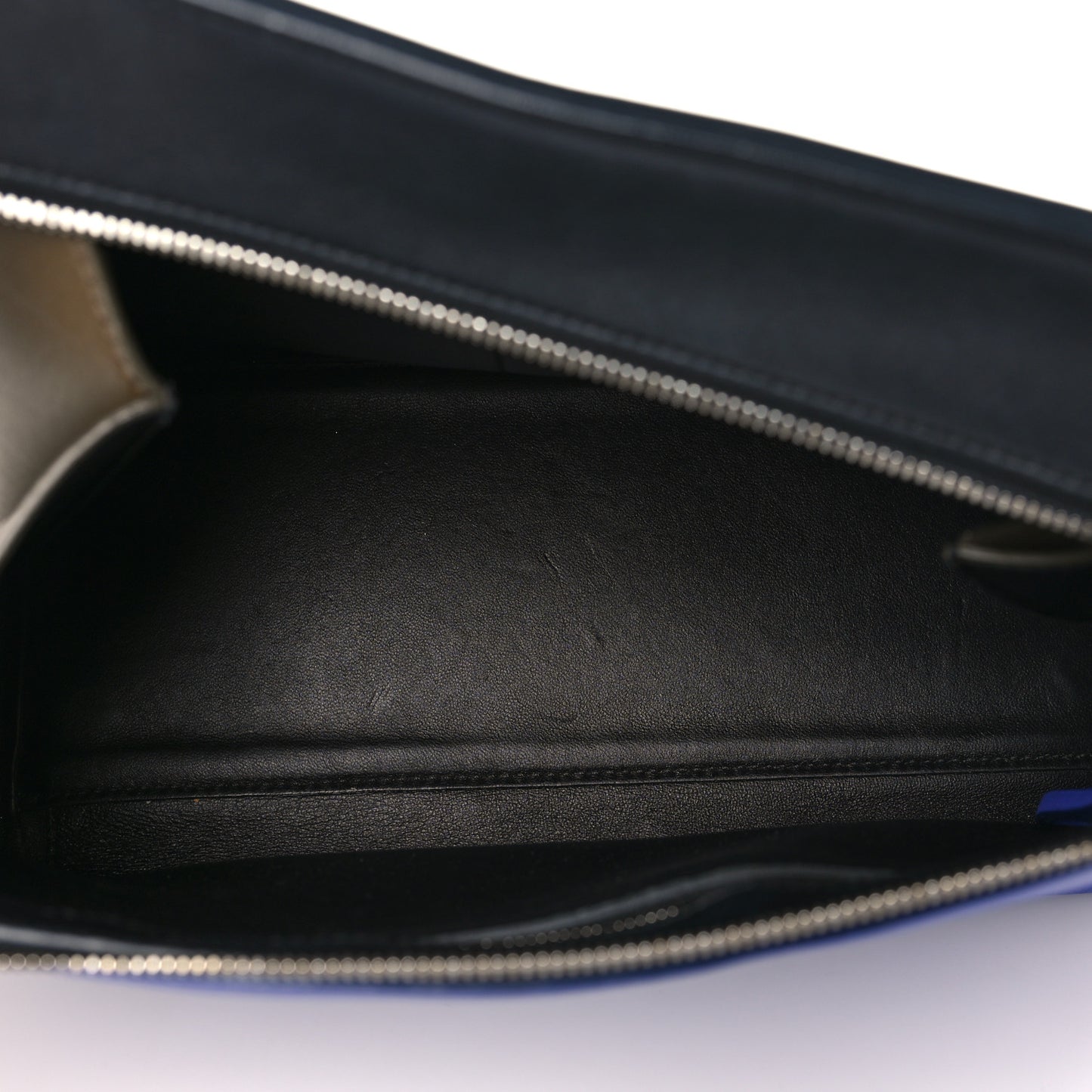Smooth Calfskin Medium Tri-Color Edge Shoulder Bag Indigo